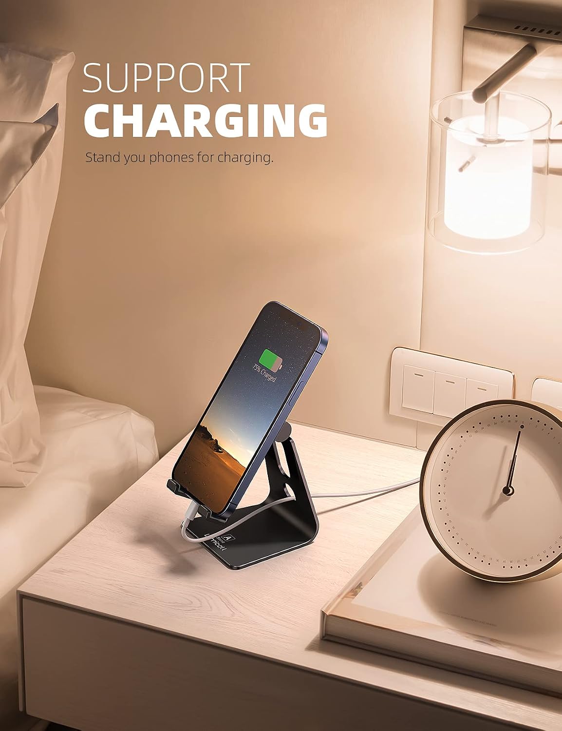 Aluminum Cell Phone Stand, Adjustable Desk Phone Holder for Iphone
