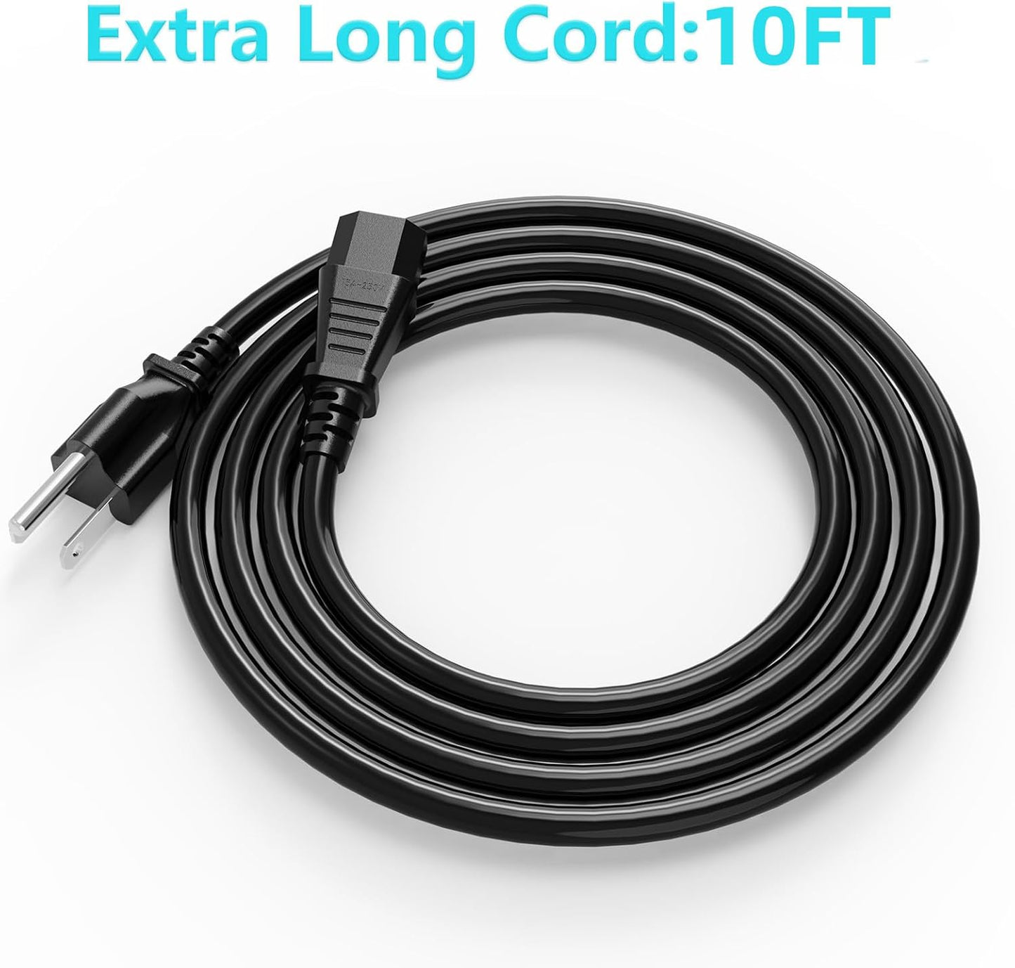 10FT 18 AWG Power Cable NEMA 5-15P to IEC320C13 Compatible with Computer